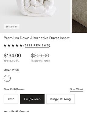 NEW Quince Down Alternative Queen Comforter  $134